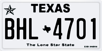 TX license plate BHL4701