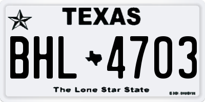 TX license plate BHL4703
