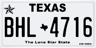 TX license plate BHL4716
