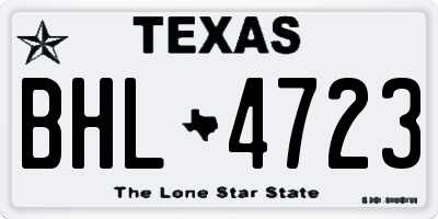 TX license plate BHL4723