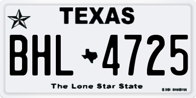 TX license plate BHL4725