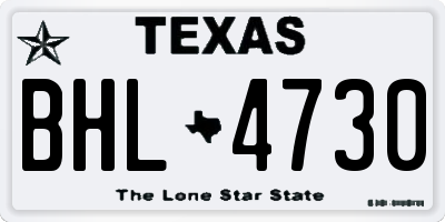 TX license plate BHL4730