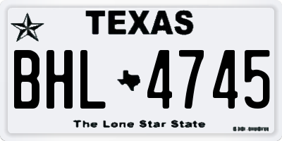 TX license plate BHL4745