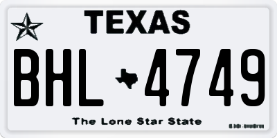 TX license plate BHL4749
