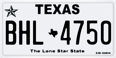 TX license plate BHL4750