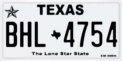 TX license plate BHL4754