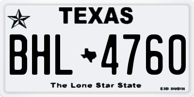 TX license plate BHL4760