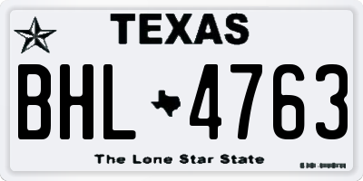 TX license plate BHL4763
