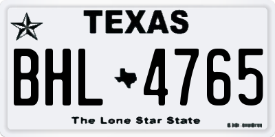 TX license plate BHL4765