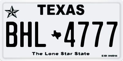 TX license plate BHL4777