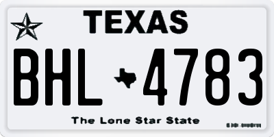 TX license plate BHL4783