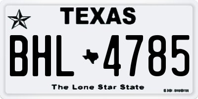TX license plate BHL4785