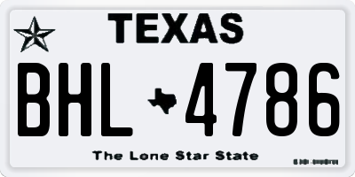 TX license plate BHL4786