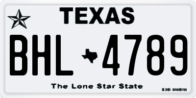 TX license plate BHL4789