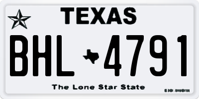 TX license plate BHL4791