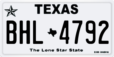 TX license plate BHL4792