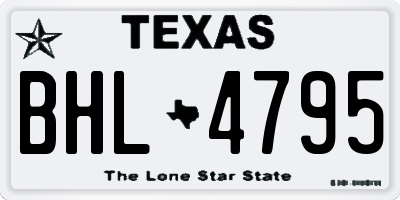 TX license plate BHL4795