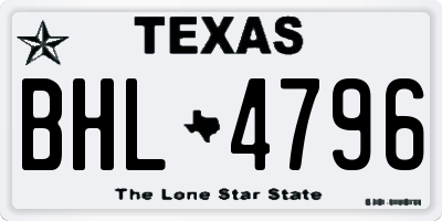 TX license plate BHL4796