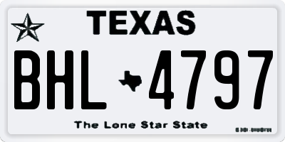 TX license plate BHL4797