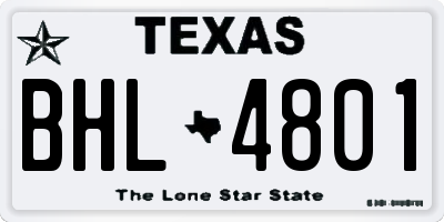 TX license plate BHL4801
