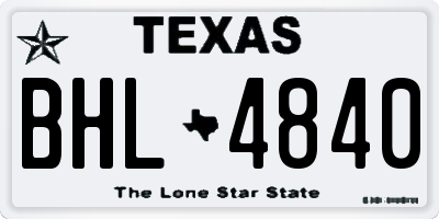 TX license plate BHL4840