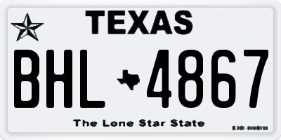 TX license plate BHL4867