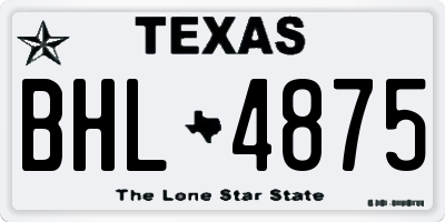 TX license plate BHL4875
