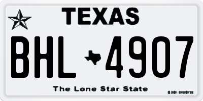 TX license plate BHL4907