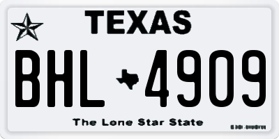 TX license plate BHL4909