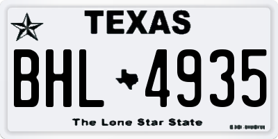 TX license plate BHL4935