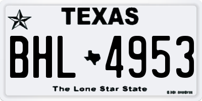 TX license plate BHL4953