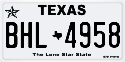 TX license plate BHL4958