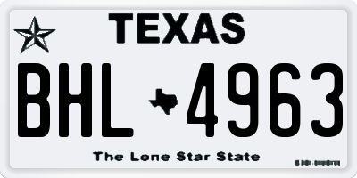 TX license plate BHL4963