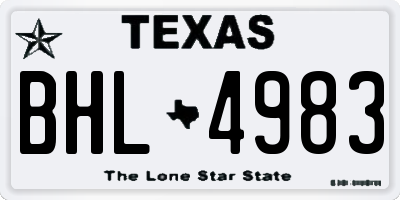 TX license plate BHL4983