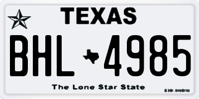 TX license plate BHL4985