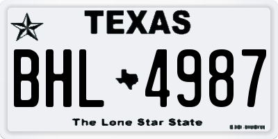 TX license plate BHL4987