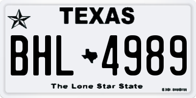 TX license plate BHL4989