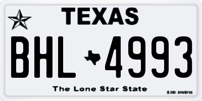 TX license plate BHL4993