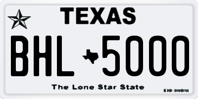 TX license plate BHL5000
