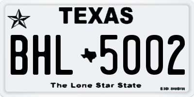TX license plate BHL5002