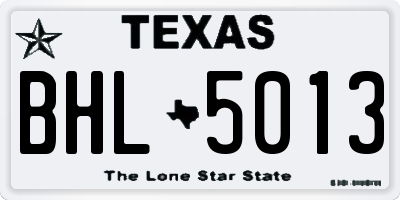 TX license plate BHL5013