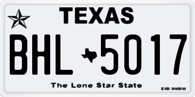 TX license plate BHL5017