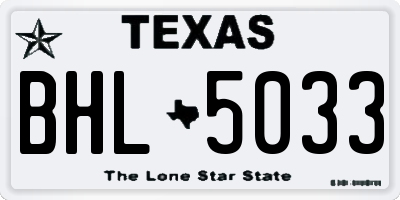 TX license plate BHL5033