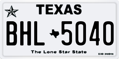 TX license plate BHL5040