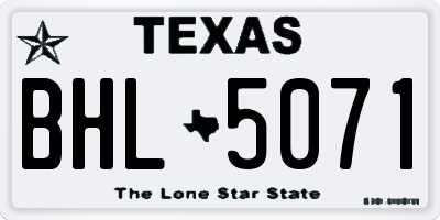 TX license plate BHL5071