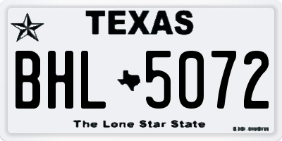 TX license plate BHL5072