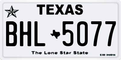 TX license plate BHL5077