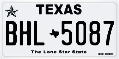 TX license plate BHL5087