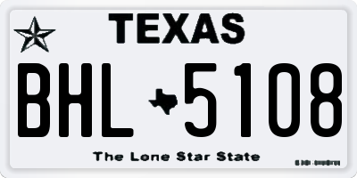 TX license plate BHL5108