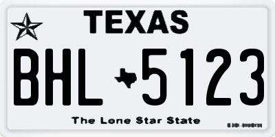 TX license plate BHL5123